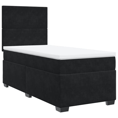 Box Spring Postel S Matrací Černá Samet Černá