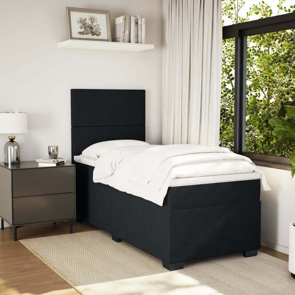Box Spring Postel S Matrací Černá Samet Černá