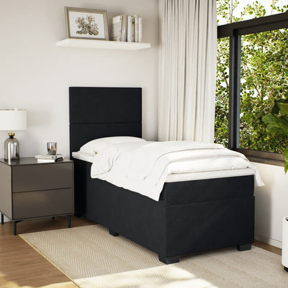 Box Spring Postel S Matrací Černá Samet Černá