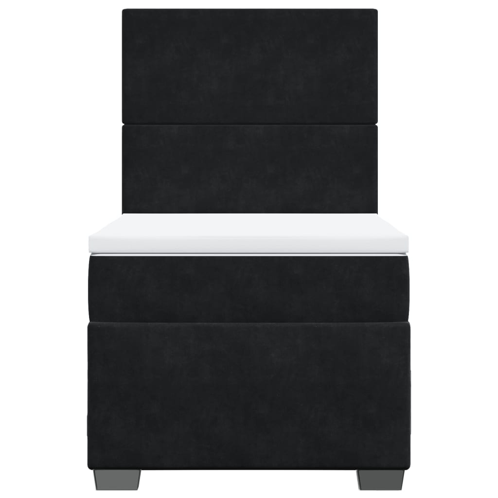 Box Spring Postel S Matrací Černá Samet Černá