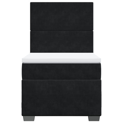Box Spring Postel S Matrací Černá Samet Černá