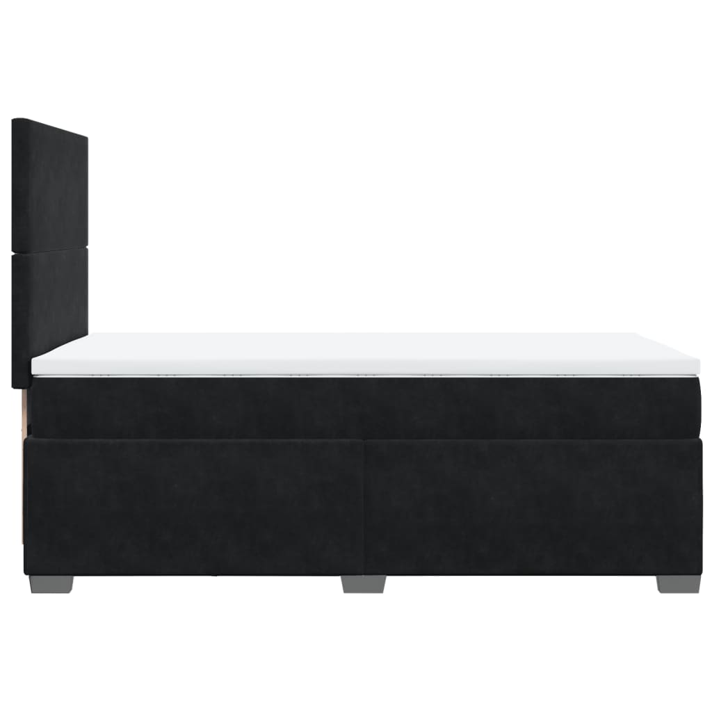 Box Spring Postel S Matrací Černá Samet Černá