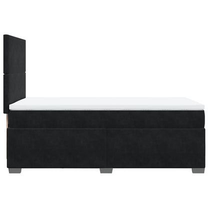 Box Spring Postel S Matrací Černá Samet Černá
