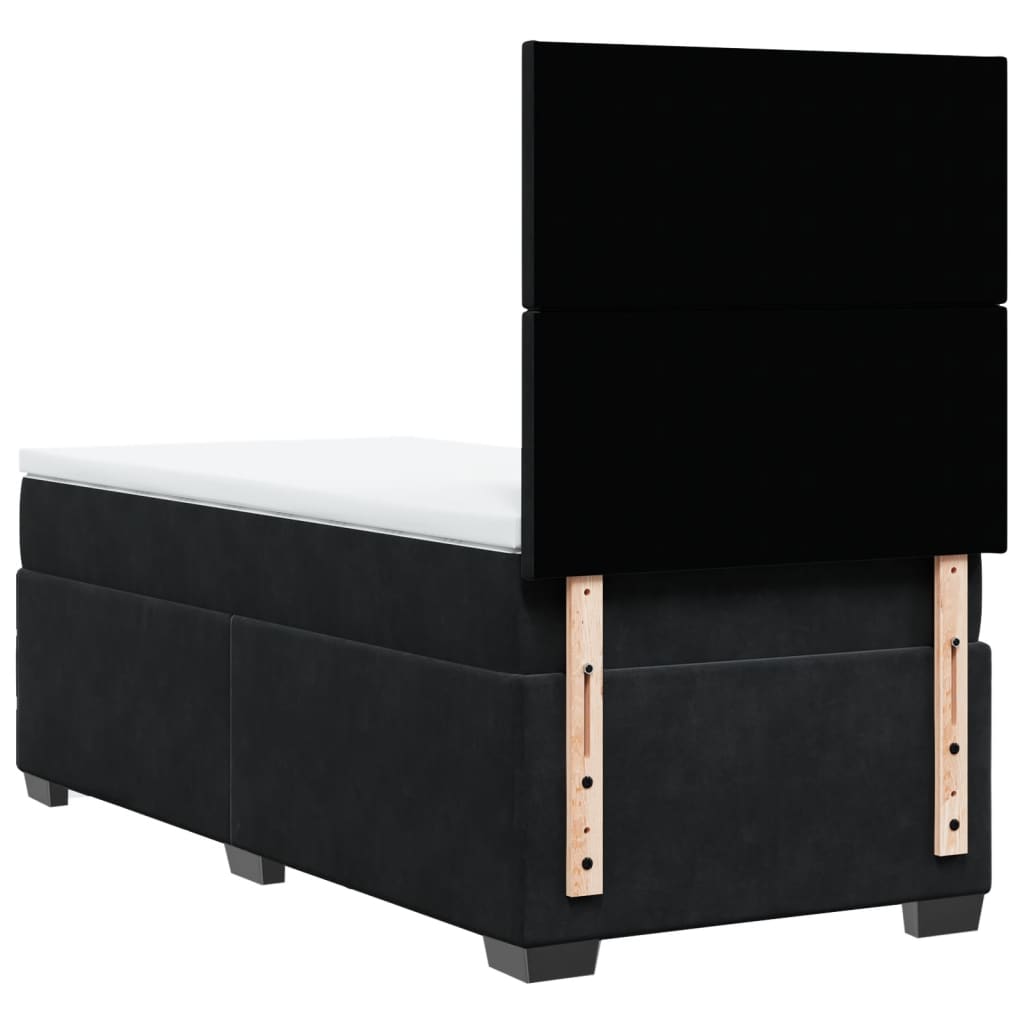 Box Spring Postel S Matrací Černá Samet Černá