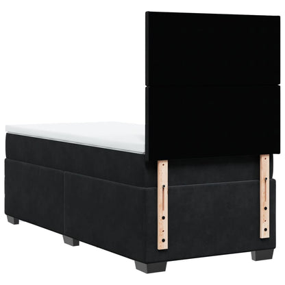 Box Spring Postel S Matrací Černá Samet Černá