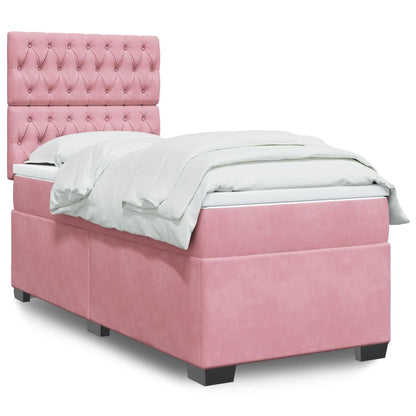 Box Spring Postel S Matrací Samet Růžová