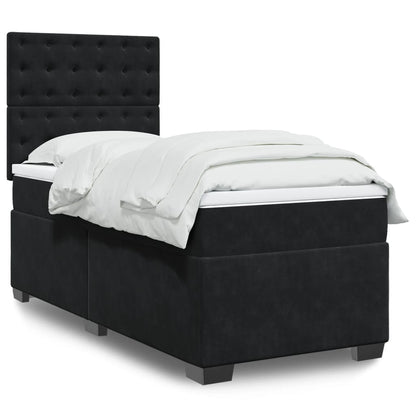 Box Spring Postel S Matrací Černá Samet Černá