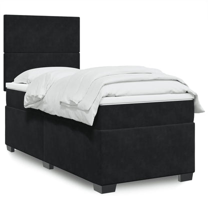 Box Spring Postel S Matrací Černá Samet Černá