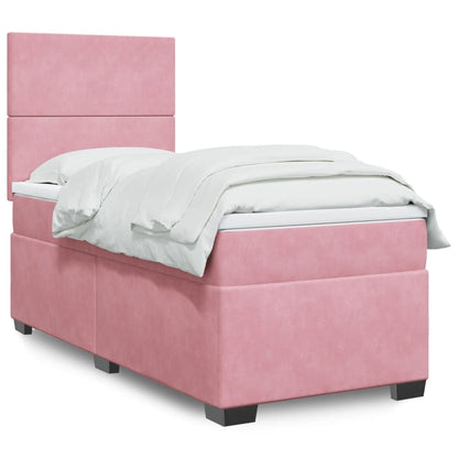 Box Spring Postel S Matrací Samet Růžová