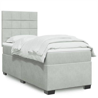 Box Spring Postel S Matrací Samet Světle Šedá