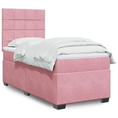 Box Spring Postel S Matrací Samet Růžová