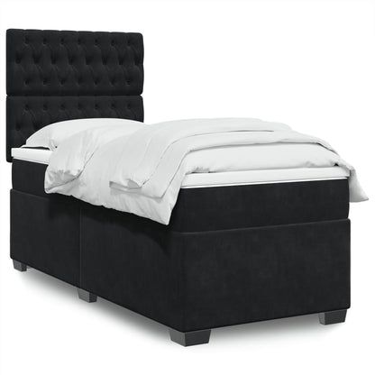 Box Spring Postel S Matrací Černá Samet Černá