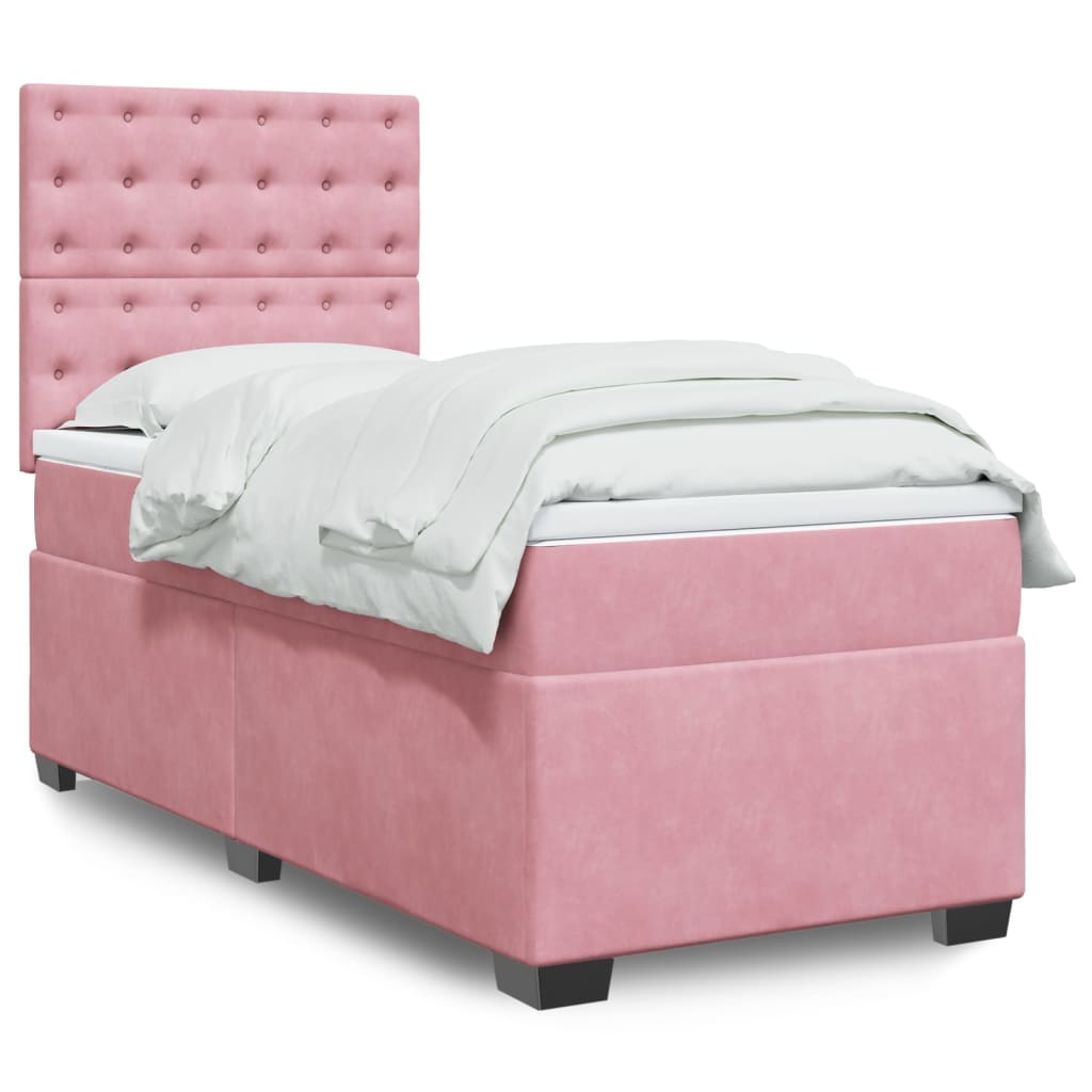 Box Spring Postel S Matrací Samet Růžová
