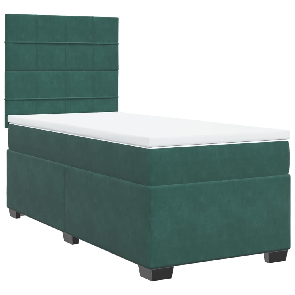 Box Spring Postel S Matrací Samet Tmavě Zelená