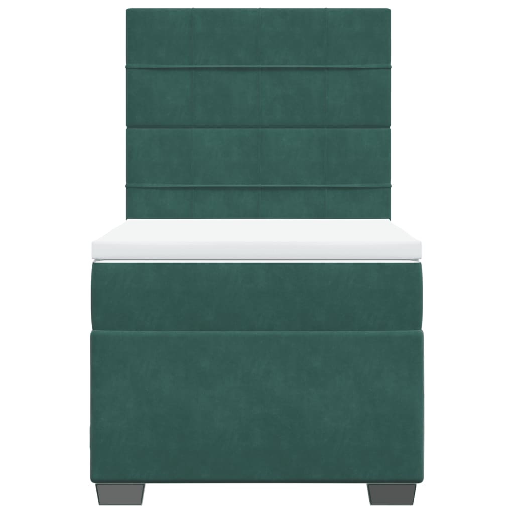 Box Spring Postel S Matrací Samet Tmavě Zelená