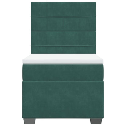 Box Spring Postel S Matrací Samet Tmavě Zelená