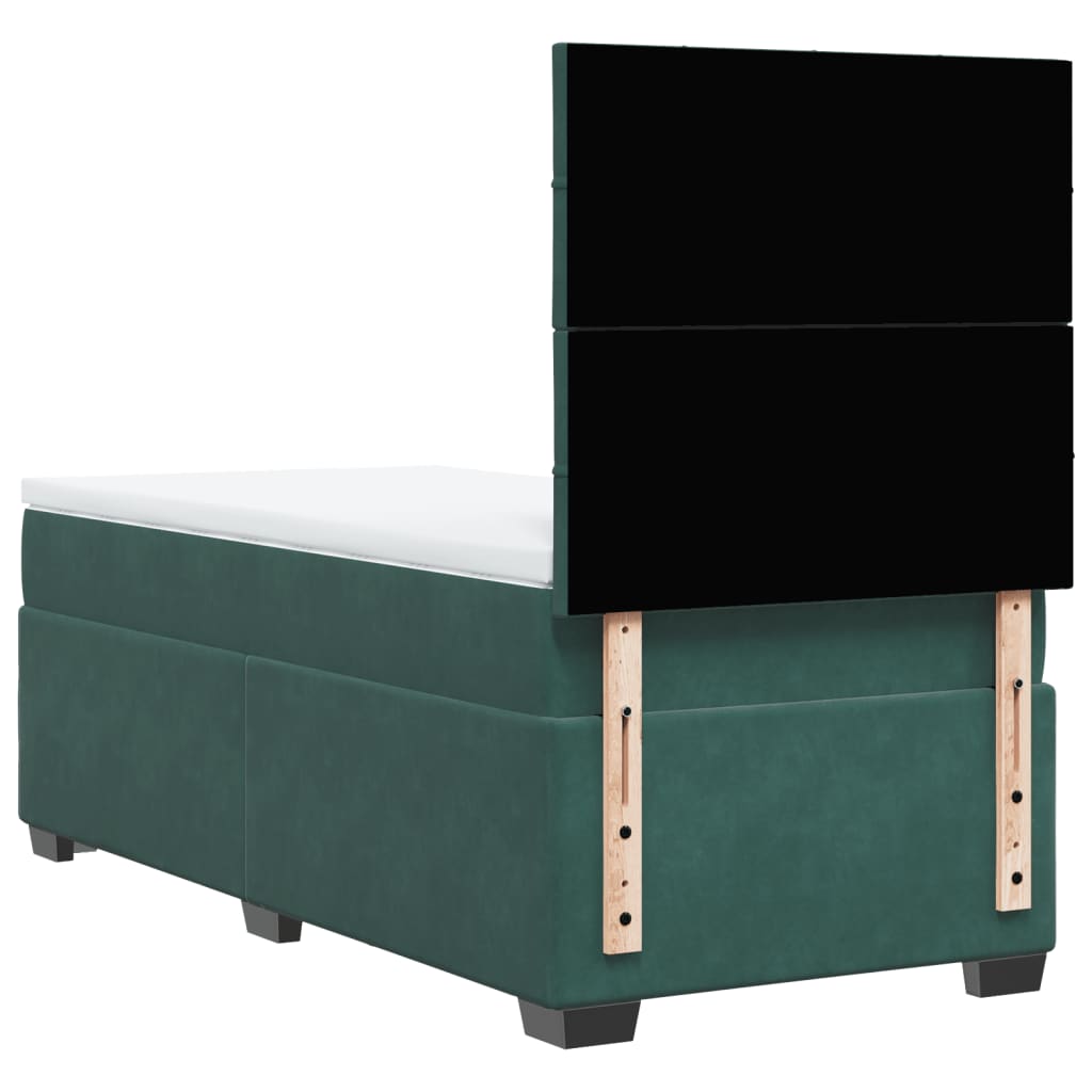 Box Spring Postel S Matrací Samet Tmavě Zelená