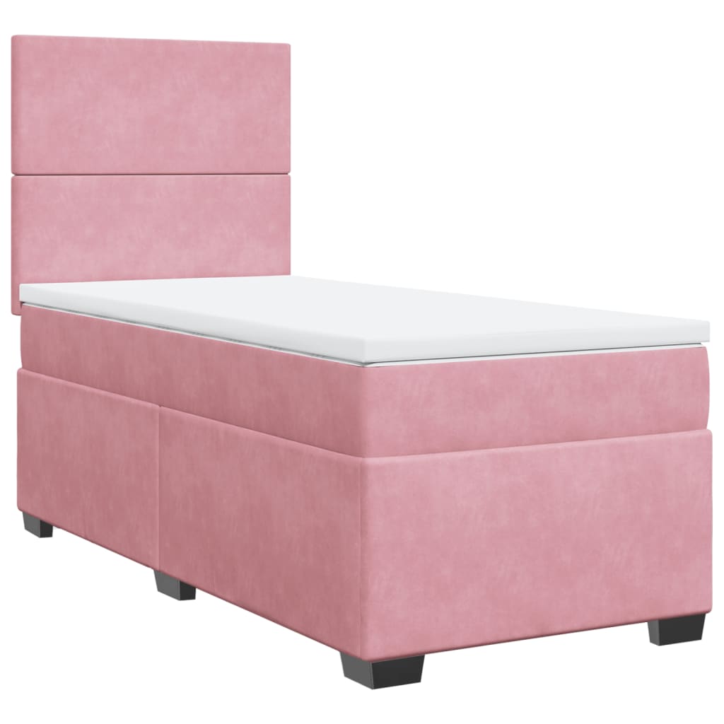 Box Spring Postel S Matrací Samet Růžová