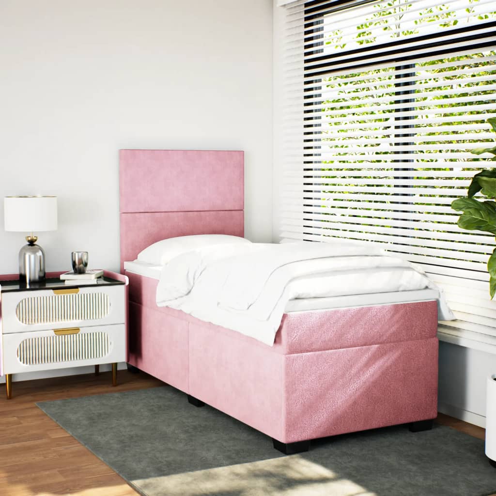 Box Spring Postel S Matrací Samet Růžová