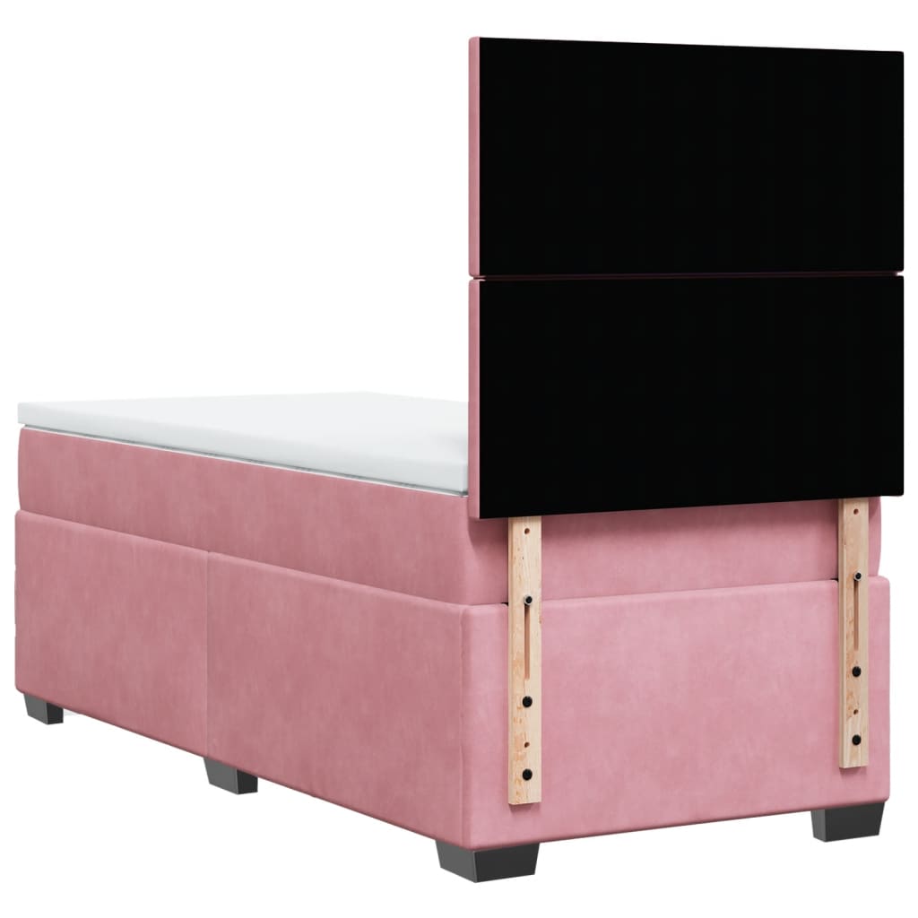 Box Spring Postel S Matrací Samet Růžová