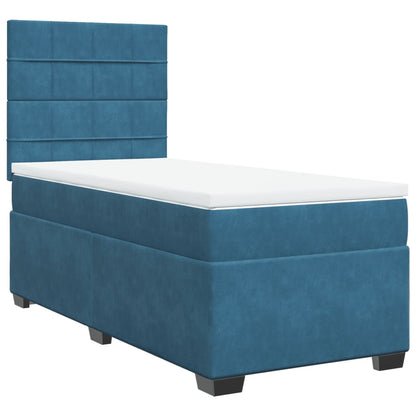 Box Spring Postel S Matrací Samet Modrá