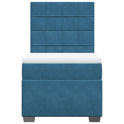 Box Spring Postel S Matrací Samet Modrá