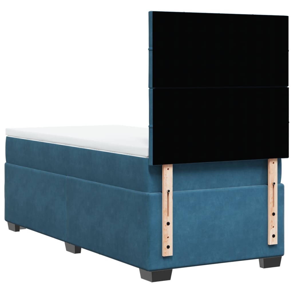 Box Spring Postel S Matrací Samet Modrá