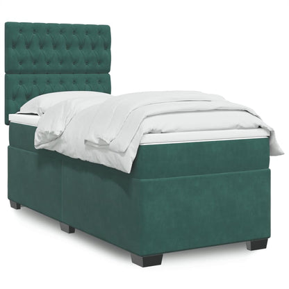 Box Spring Postel S Matrací Samet Tmavě Zelená