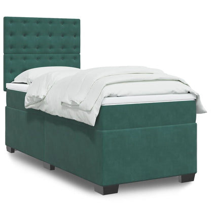 Box Spring Postel S Matrací Samet Tmavě Zelená