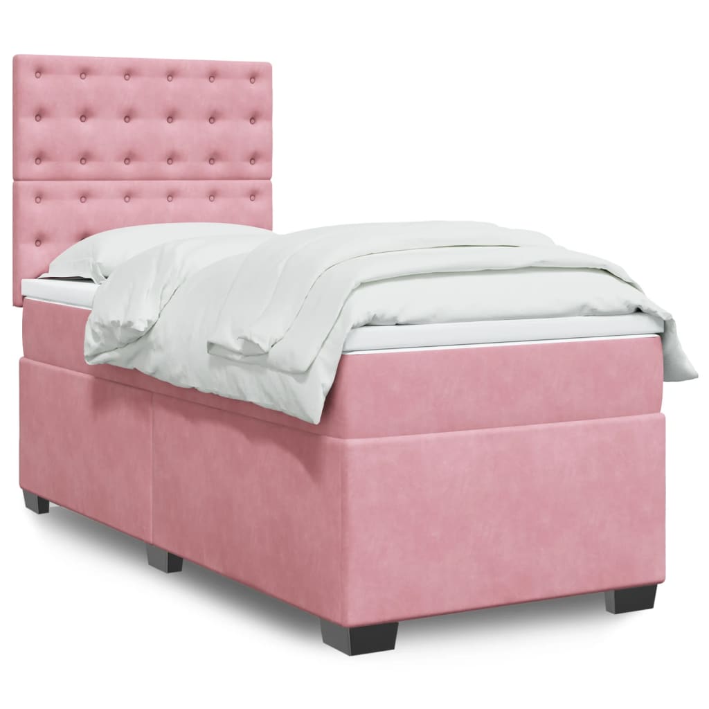 Box Spring Postel S Matrací Samet Růžová