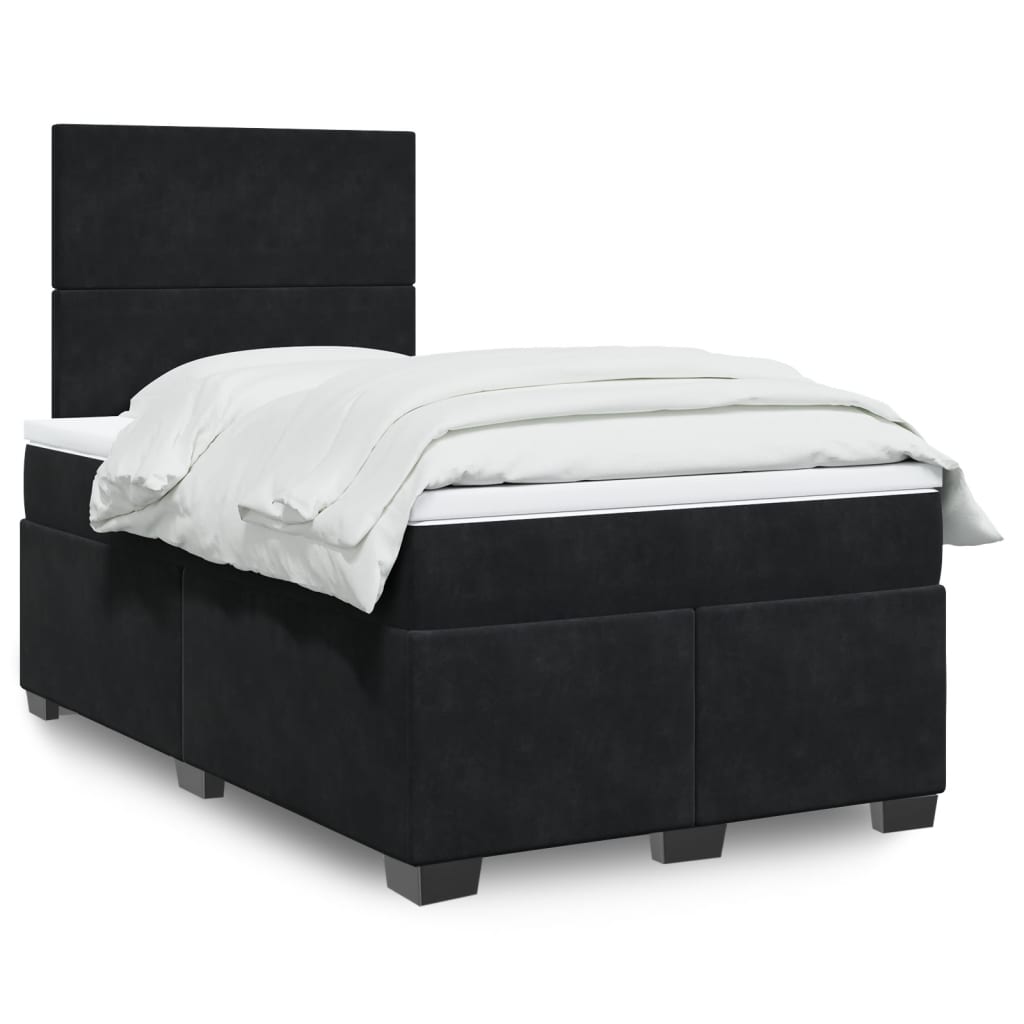 Box Spring Postel S Matrací Černá Samet Černá