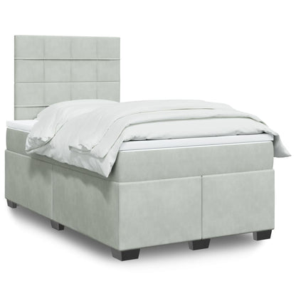 Box Spring Postel S Matrací Samet Světle Šedá