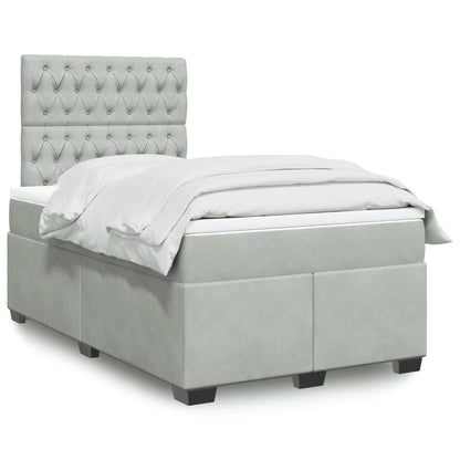 Box Spring Postel S Matrací Samet Světle Šedá