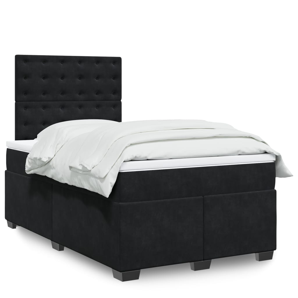 Box Spring Postel S Matrací Černá Samet Černá