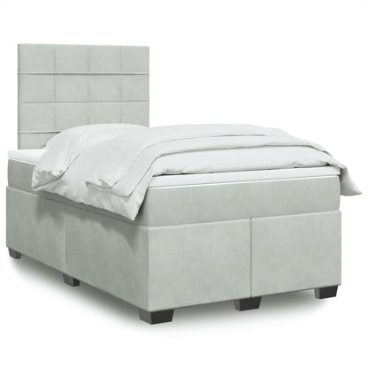 Box Spring Postel S Matrací Samet Světle Šedá