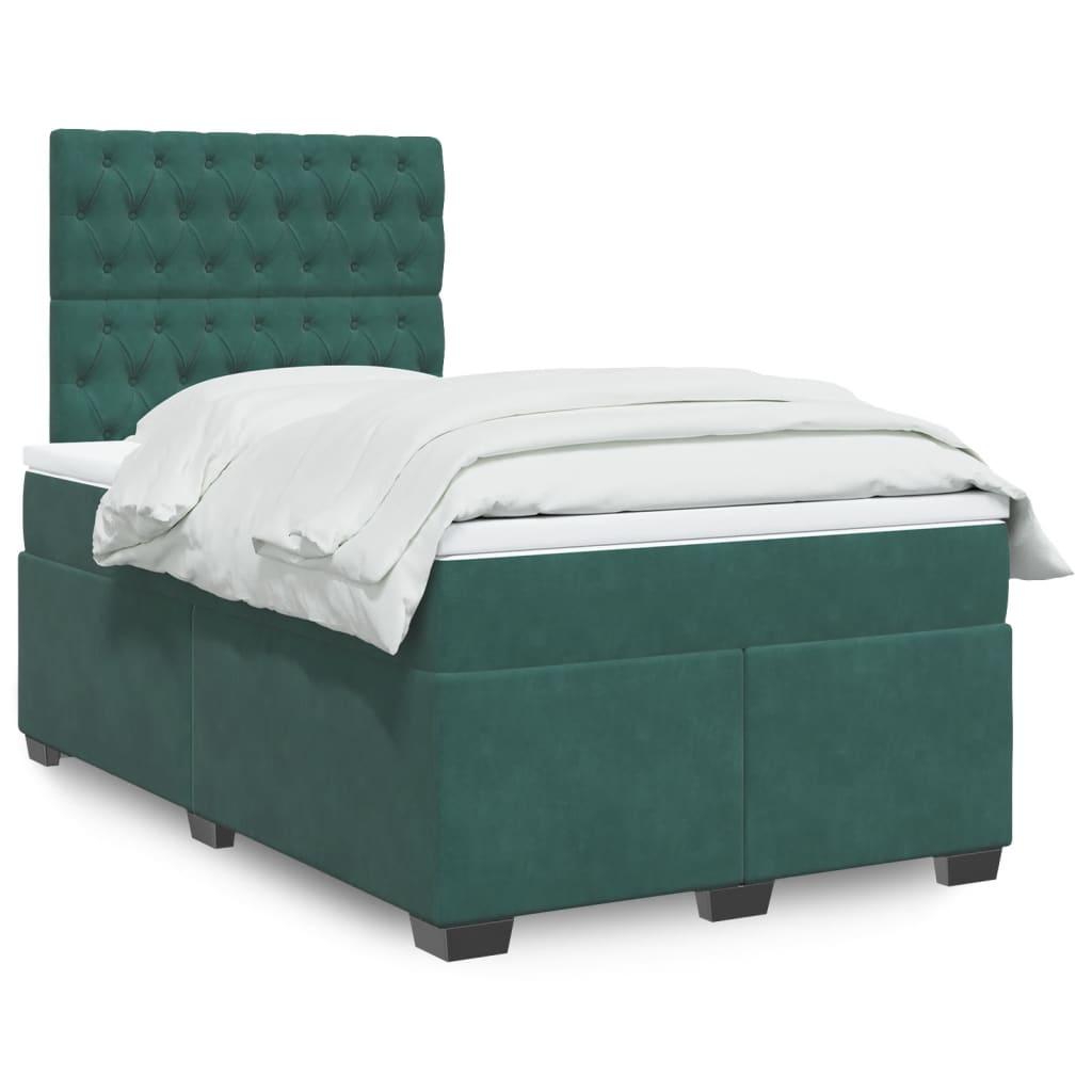 Box Spring Postel S Matrací Samet Tmavě Zelená