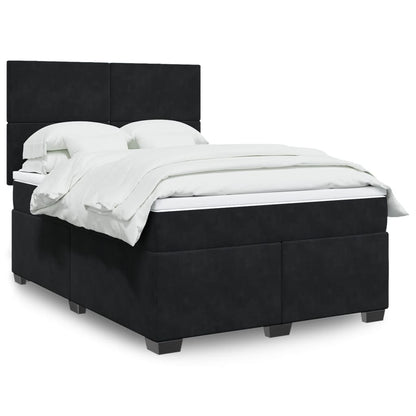 Box Spring Postel S Matrací Černá Samet Černá