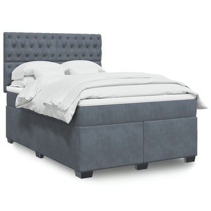 Box Spring Postel S Matrací Samet Tmavě Šedá