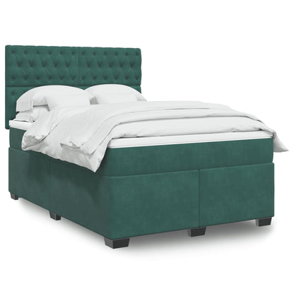 Box Spring Postel S Matrací Samet Tmavě Zelená