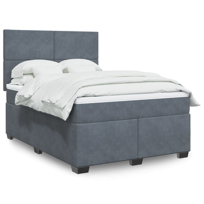 Box Spring Postel S Matrací Samet Tmavě Šedá