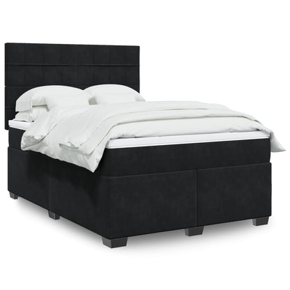 Box Spring Postel S Matrací Černá Samet Černá