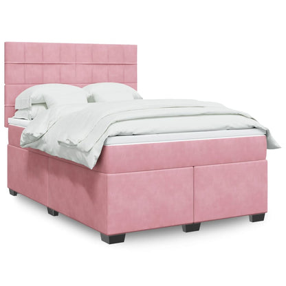 Box Spring Postel S Matrací Samet Růžová
