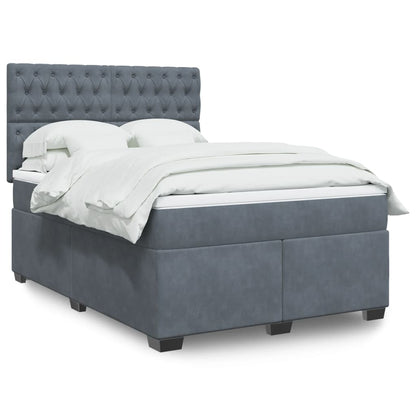 Box Spring Postel S Matrací Samet Tmavě Šedá