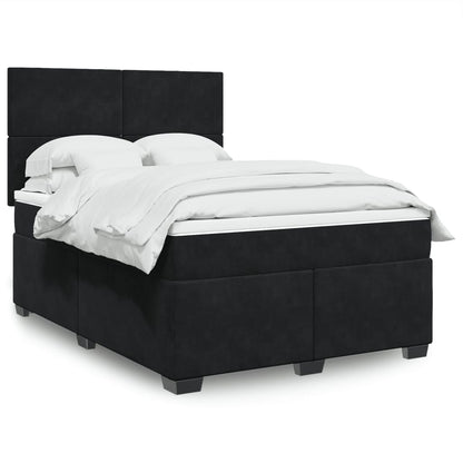 Box Spring Postel S Matrací Černá Samet Černá