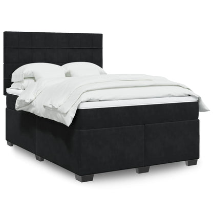 Box Spring Postel S Matrací Černá Samet Černá