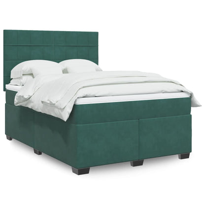 Box Spring Postel S Matrací Samet Tmavě Zelená