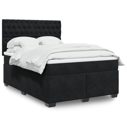 Box Spring Postel S Matrací Černá Samet Černá