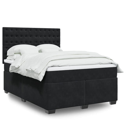 Box Spring Postel S Matrací Černá Samet Černá