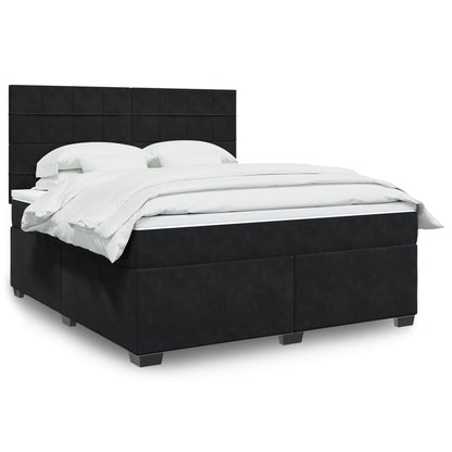 Box Spring Postel S Matrací Černá Samet Černá