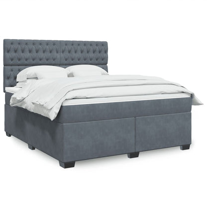 Box Spring Postel S Matrací Samet Tmavě Šedá